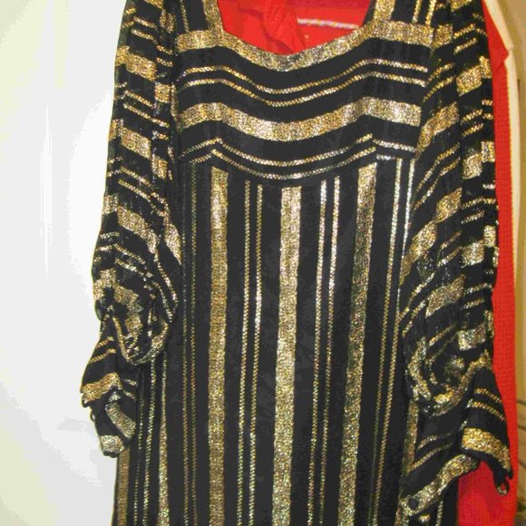 1960's formal gold thread evening dress - Picture 2 of 9